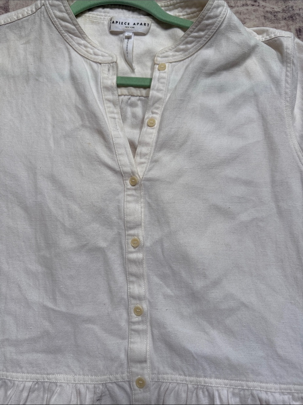 APIECE APART - White Tiered Button-Front Dress - Picture 2 of 3